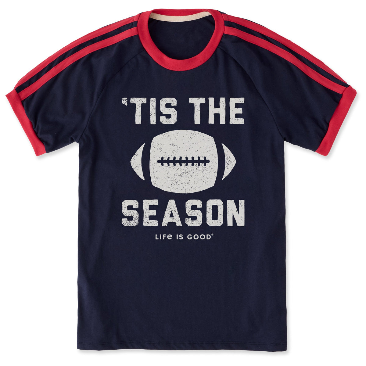 Unisex Tis The Football Season Shoulder-Striped Ringer Tee product image 1