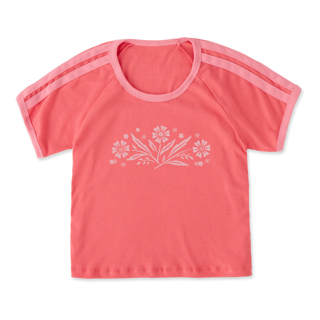 Women's Retro Floral Shoulder-Striped Ringer Tee product image 3