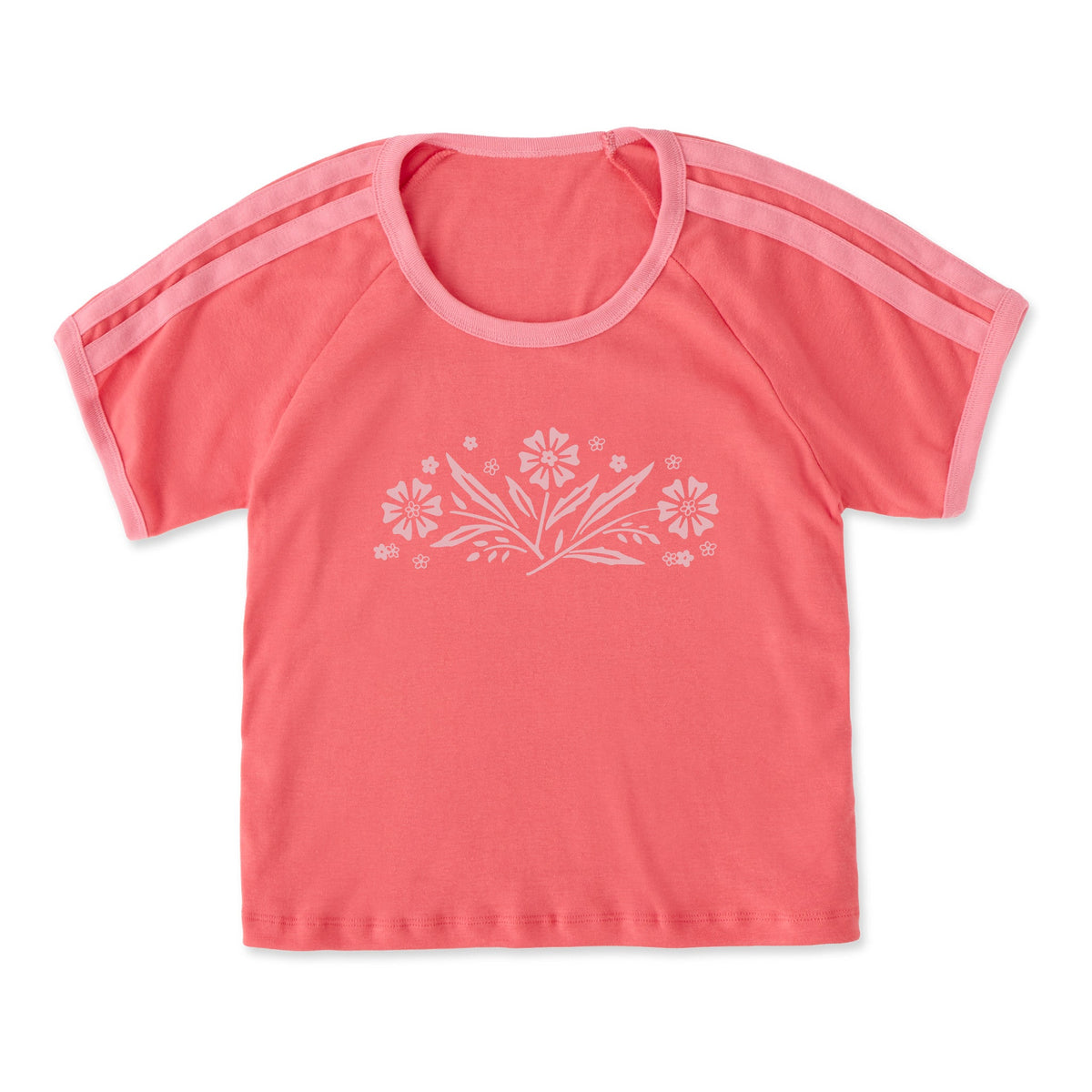 Women's Retro Floral Shoulder-Striped Ringer Tee product image 3