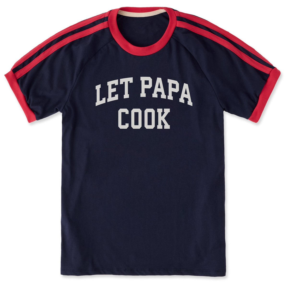 Unisex Let Papa Cook Arch Shoulder-Striped Ringer Tee product image 1