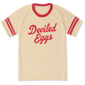 Unisex Deviled Eggs Script Sleeve-Striped Tee product image 1