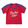 Women's Deviled Eggs Script Shoulder-Striped Ringer Tee product image 1