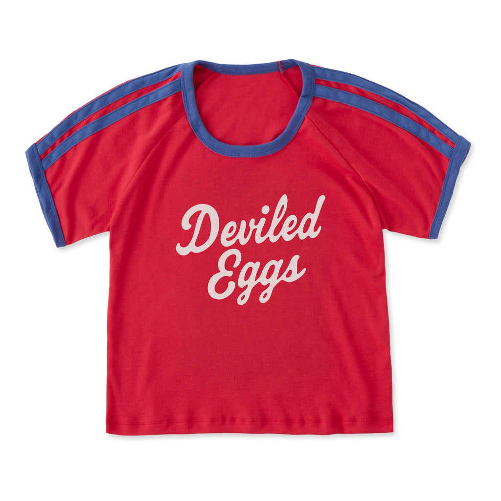 Women's Deviled Eggs Script Shoulder-Striped Ringer Tee product image 5