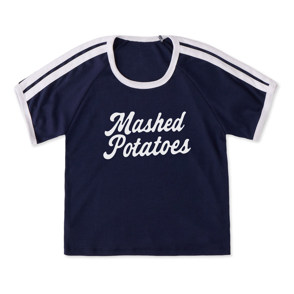 Women's Mashed Potatoes Script Shoulder-Striped Ringer Tee product image 5