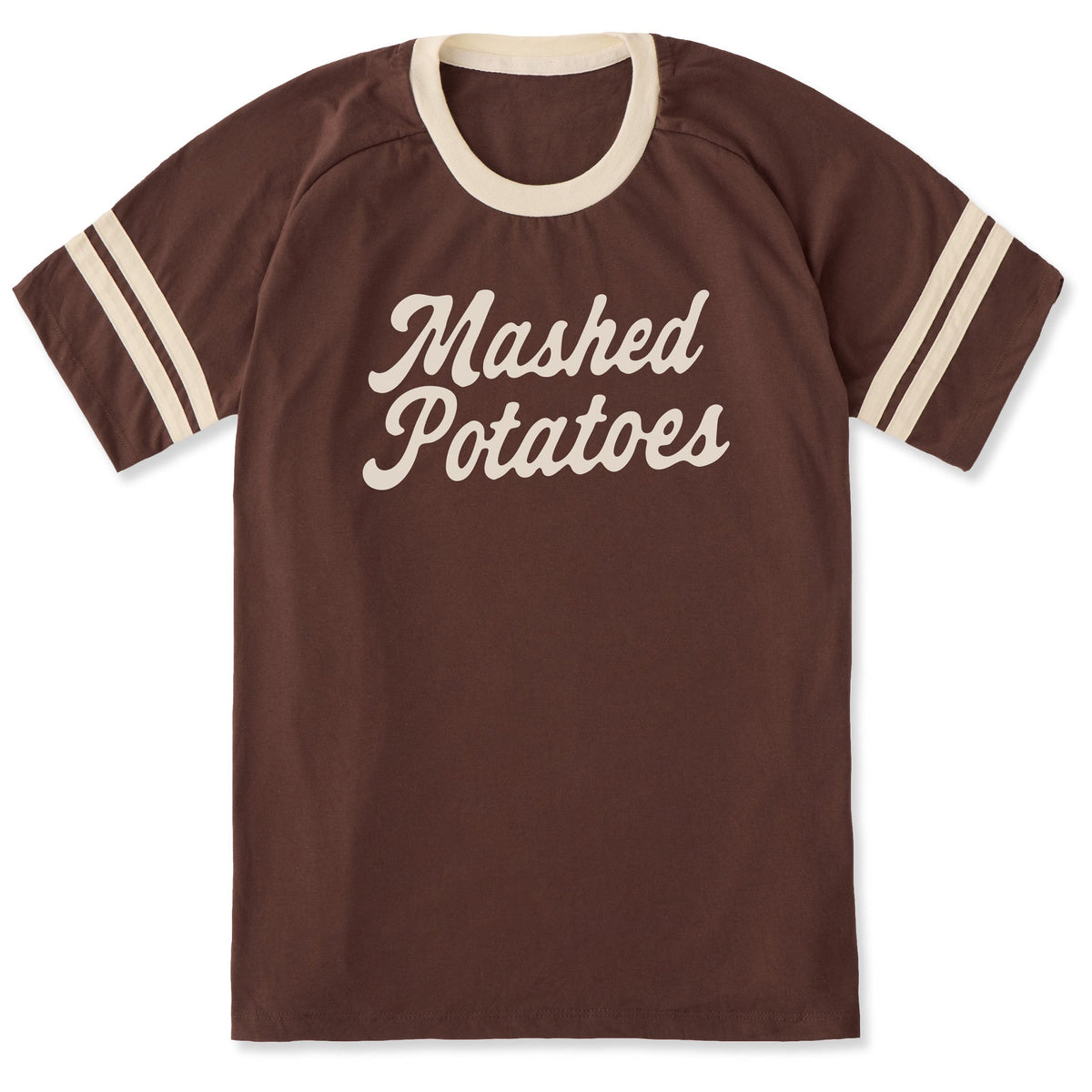 Unisex Mashed Potatoes Script Sleeve-Striped Tee product image 1