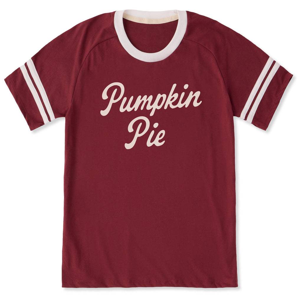 Unisex Pumpkin Pie Script Sleeve-Striped Tee product image 1
