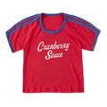 Women's Cranberry Sauce Script Shoulder-Striped Ringer Tee product image 1