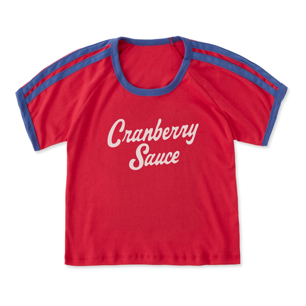 Women's Cranberry Sauce Script Shoulder-Striped Ringer Tee product image 3