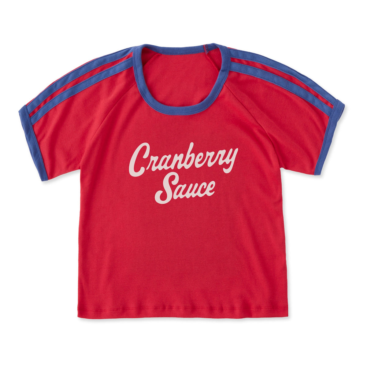 Women's Cranberry Sauce Script Shoulder-Striped Ringer Tee product image 5