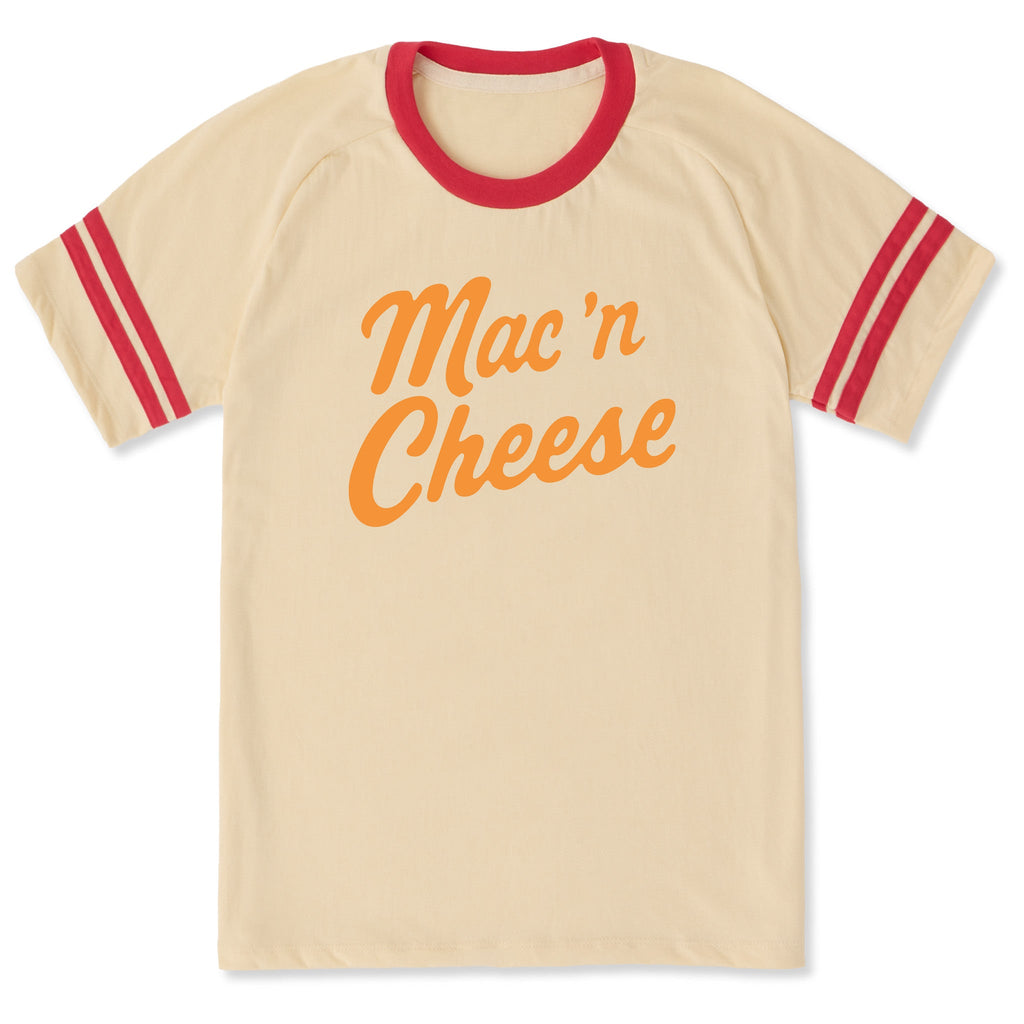 Unisex Mac 'n Cheese Script Sleeve-Striped Tee product image 1
