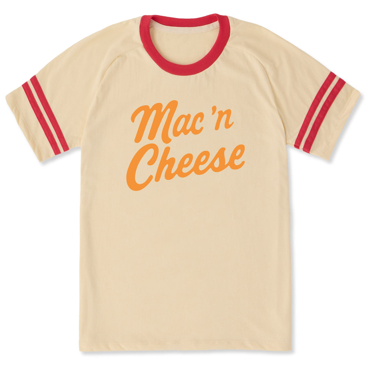 Unisex Mac 'n Cheese Script Sleeve-Striped Tee product image 1