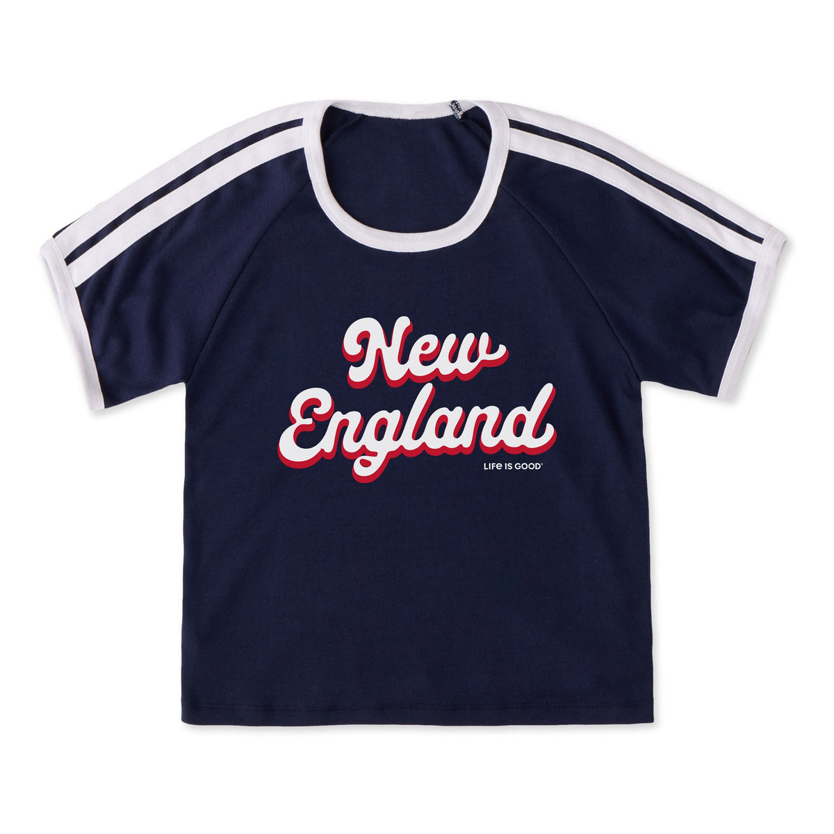 Women's New England Script Shoulder-Striped Ringer Tee product image 1