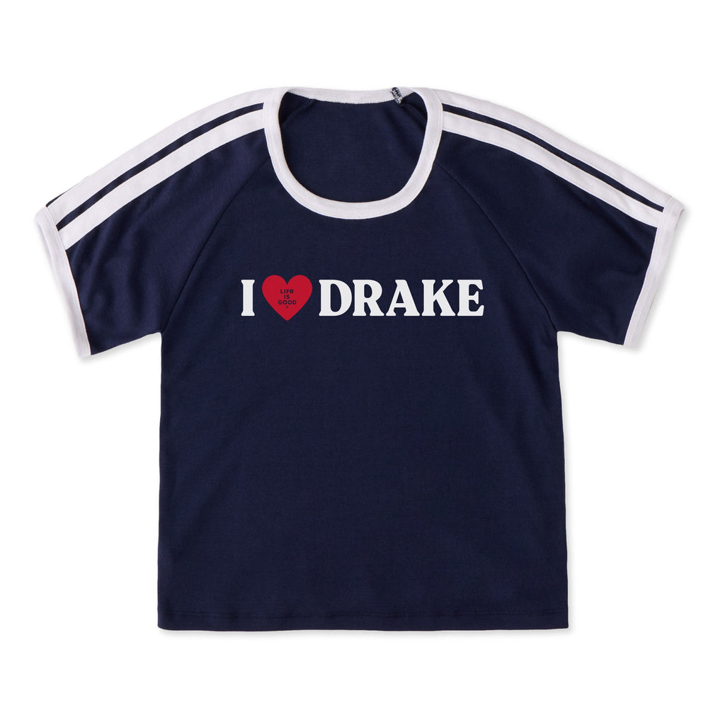 Women's I Love Drake Shoulder-Striped Ringer Tee product image 5