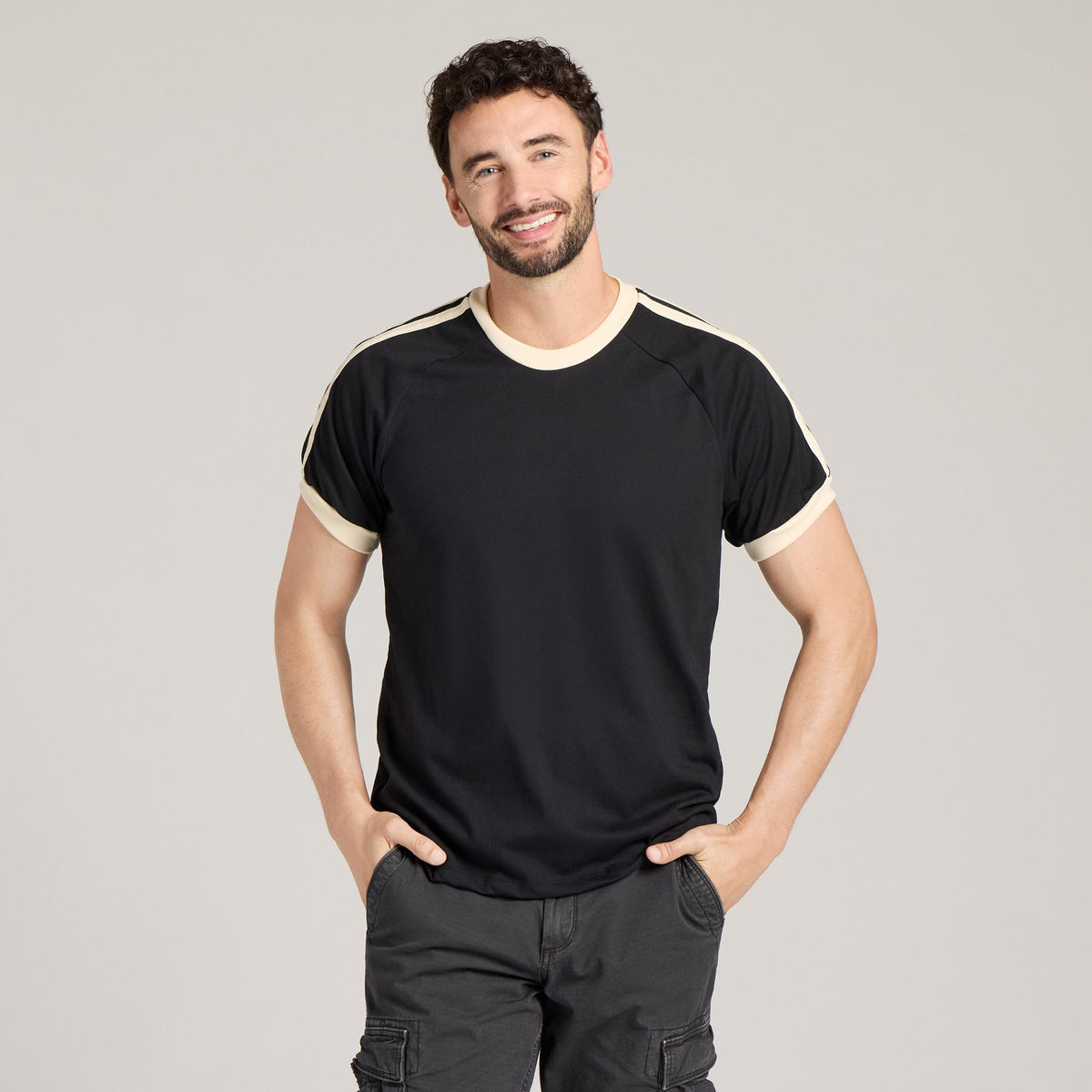 Unisex Solid Shoulder-Striped Ringer Tee product image 1