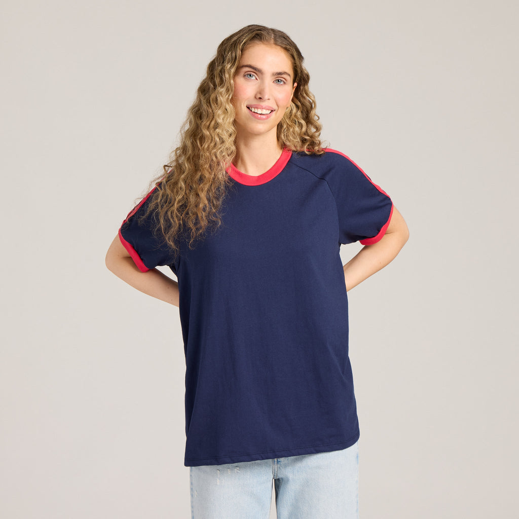 Unisex Solid Shoulder-Striped Ringer Tee product image 12
