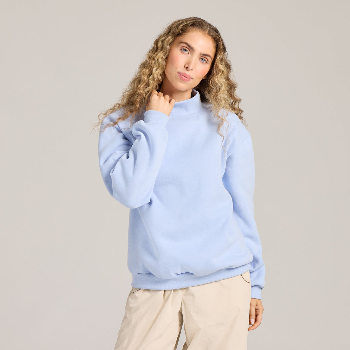 Unisex Solid Mock Neck Fleece Crew product image 16