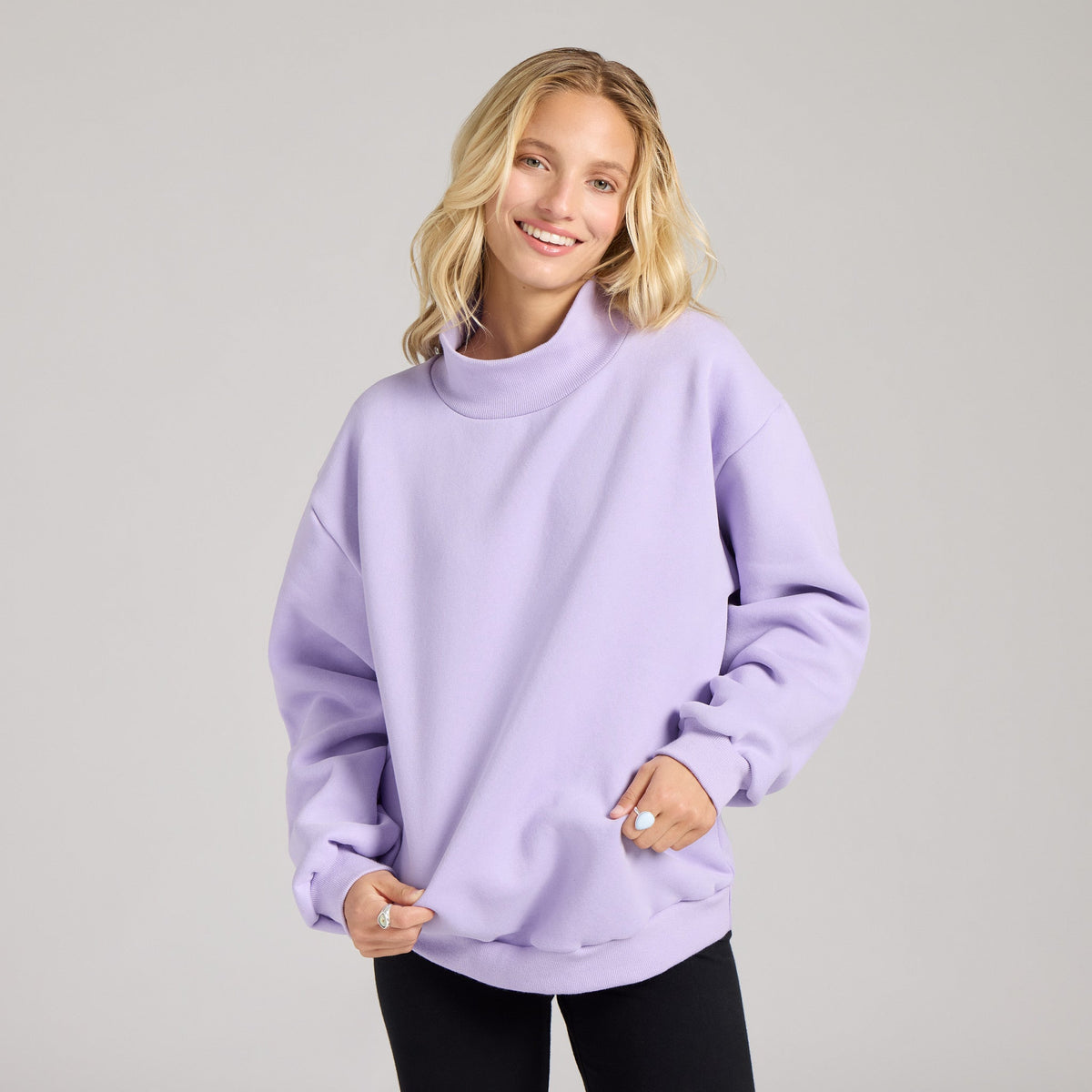 Unisex Solid Mock Neck Fleece Crew product image 11