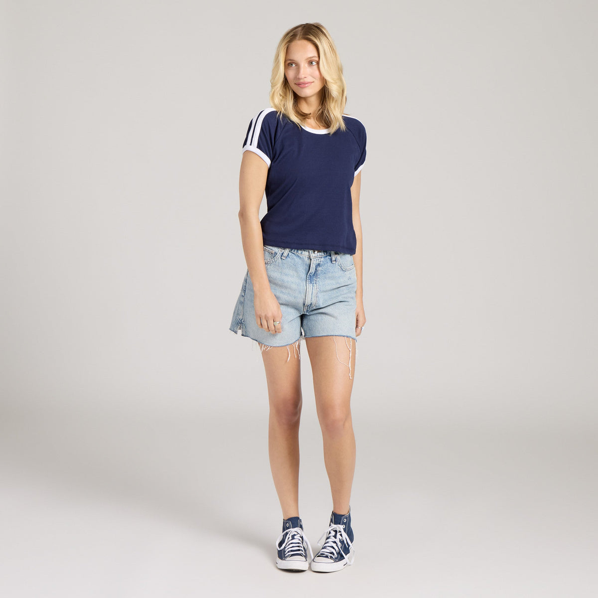 Women's Solid Shoulder-Striped Ringer Tee product image 4