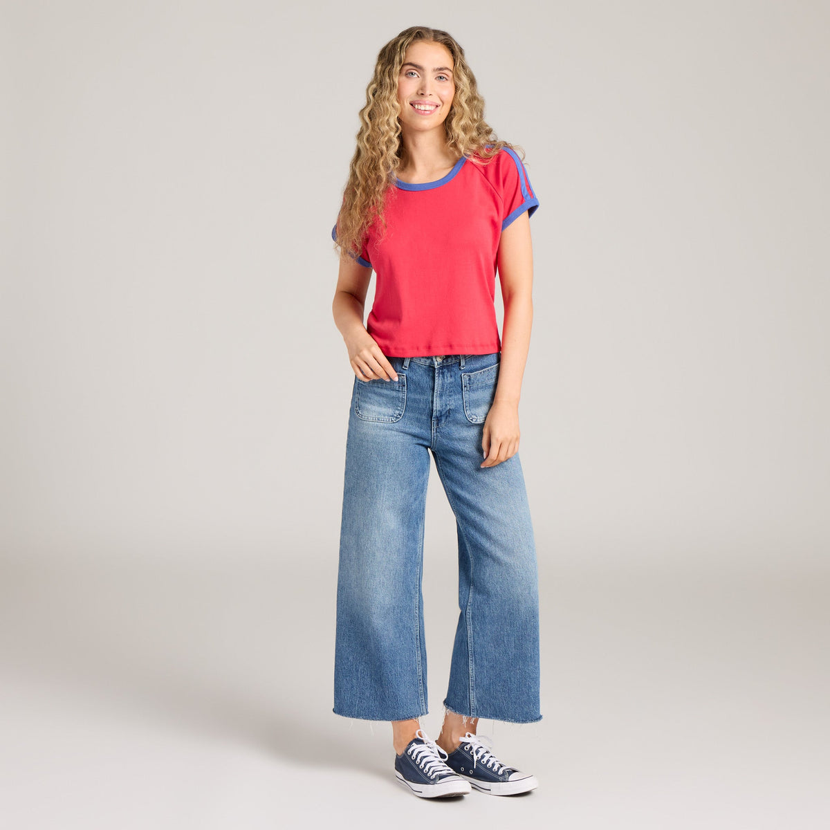 Women's Solid Shoulder-Striped Ringer Tee product image 14