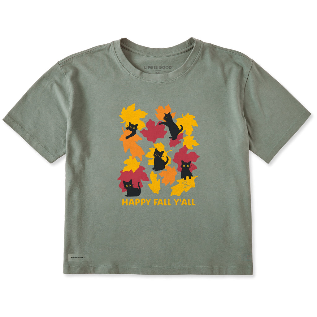 Women's Happy Fall Yall Cats Short Sleeve Crusher Boxy Tee product image 1