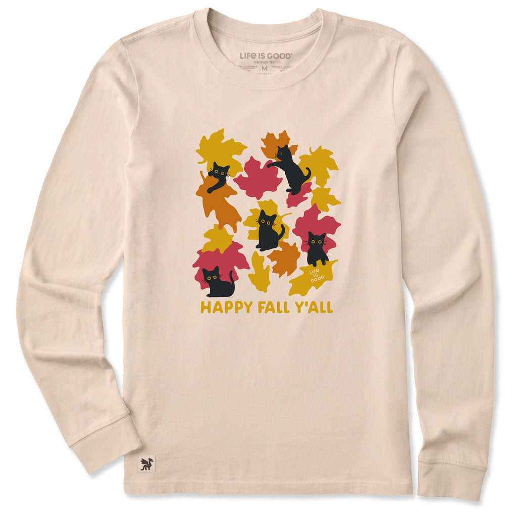 Women's Happy Fall Yall Cats Long Sleeve Crusher Tee product image 1
