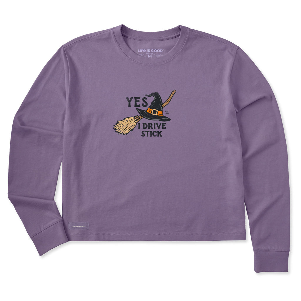Women's Yes I Drive Stick Long Sleeve Crusher Boxy Tee product image 1