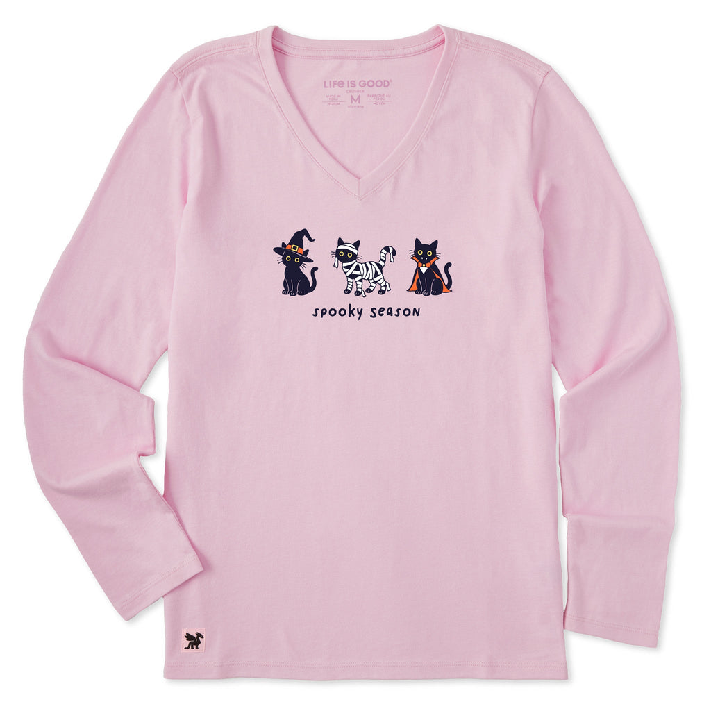 Women's Spooky Season Cat Trio Long Sleeve Crusher Vee product image 1