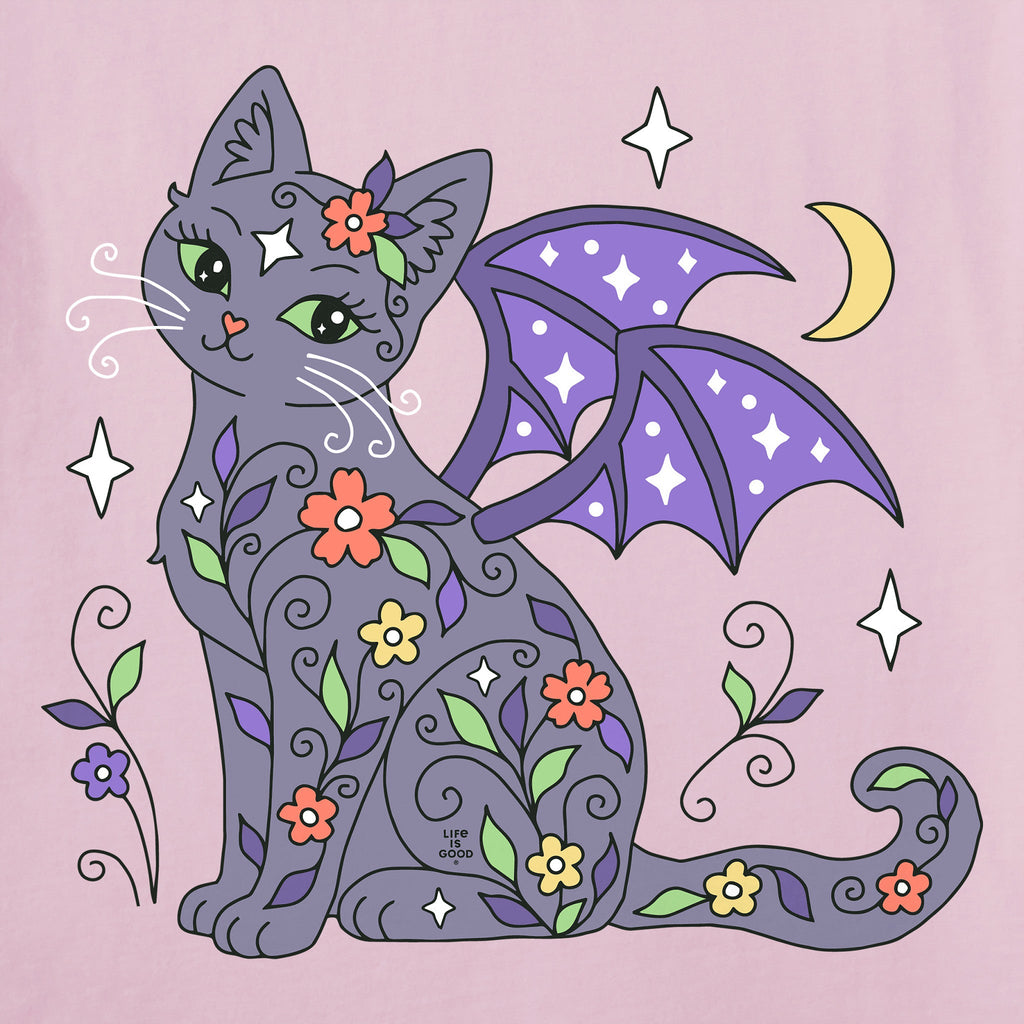 Women's Doodle Cat Bat Short Sleeve Crusher Tee product image 2