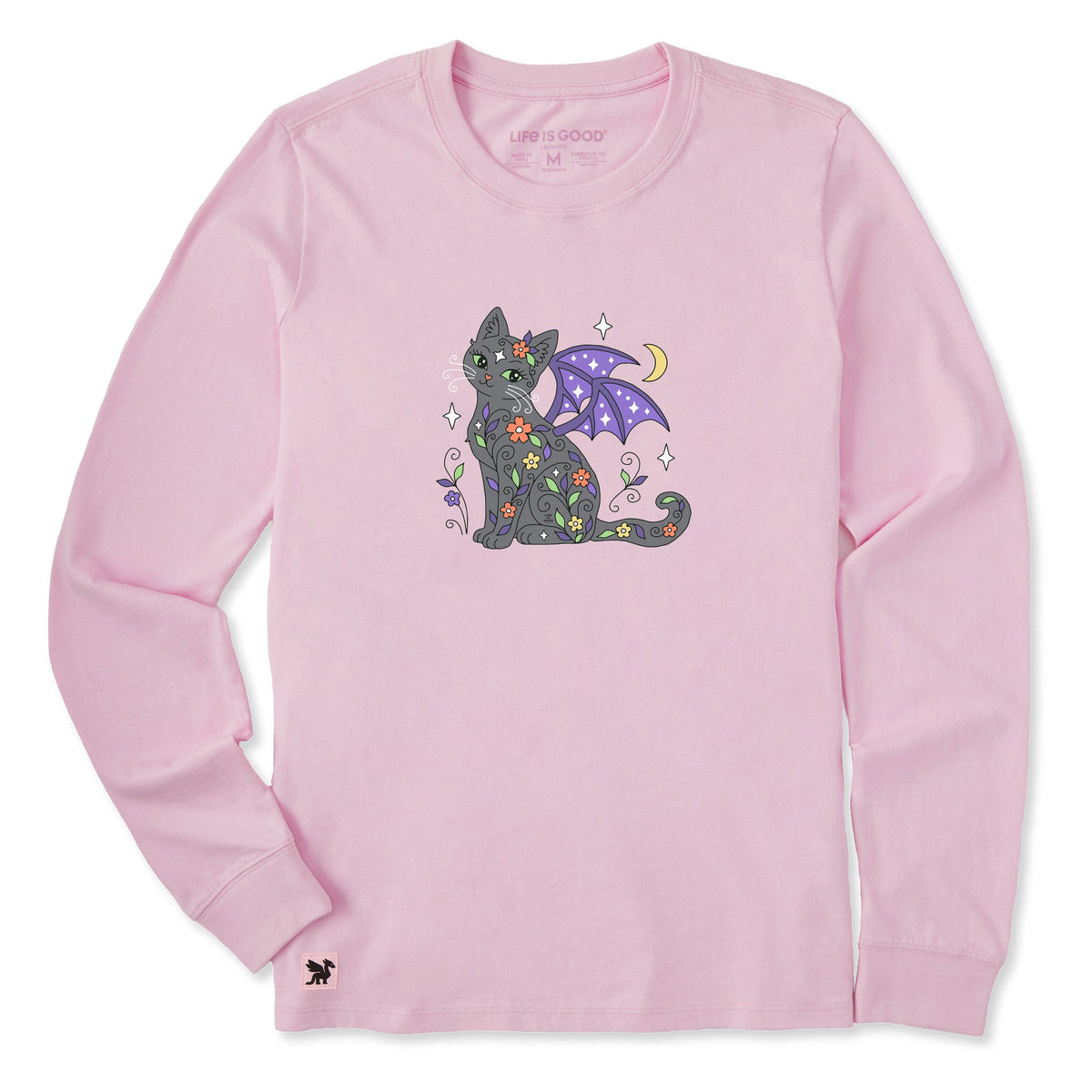 Women's Doodle Cat Bat Long Sleeve Crusher Tee product image 1