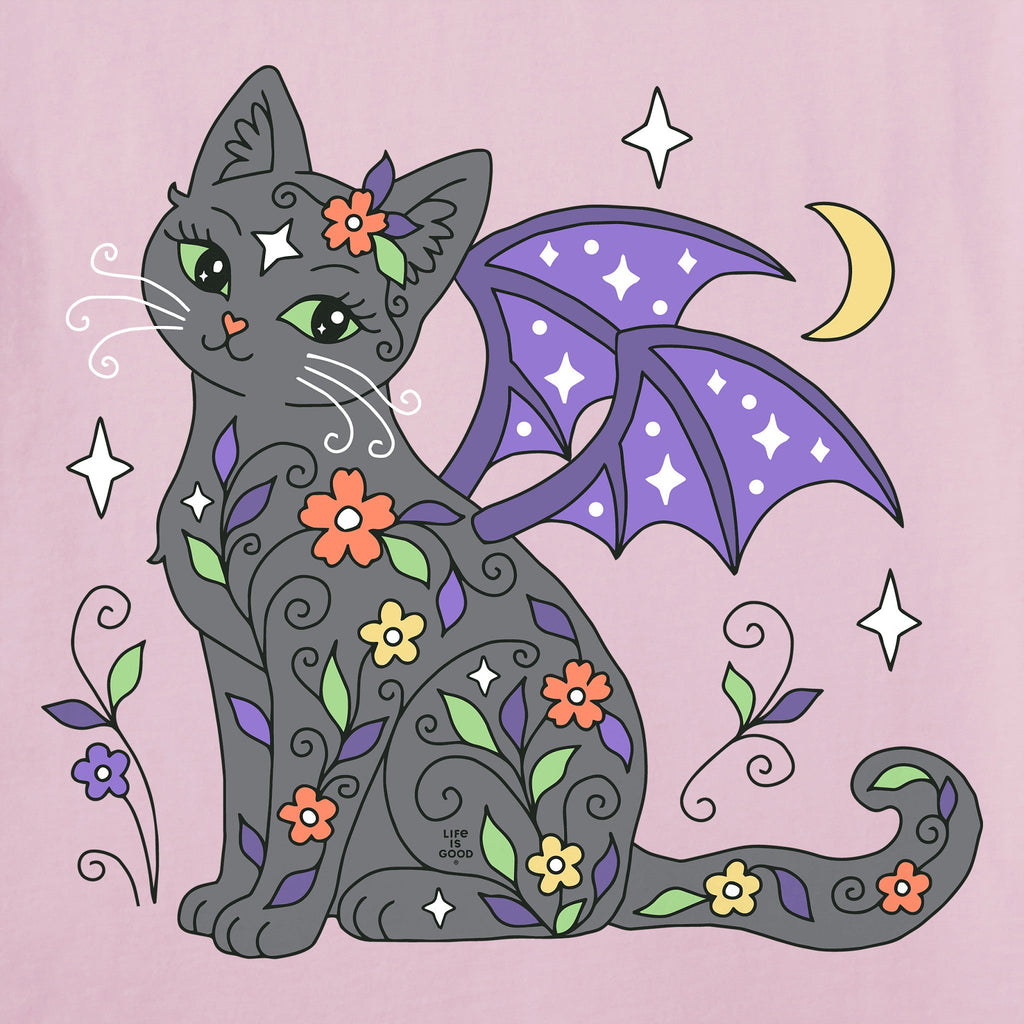 Women's Doodle Cat Bat Long Sleeve Crusher Tee product image 2