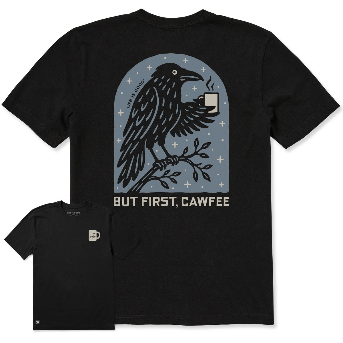 Men's But First Cafe Crow Short Sleeve Crusher Tee