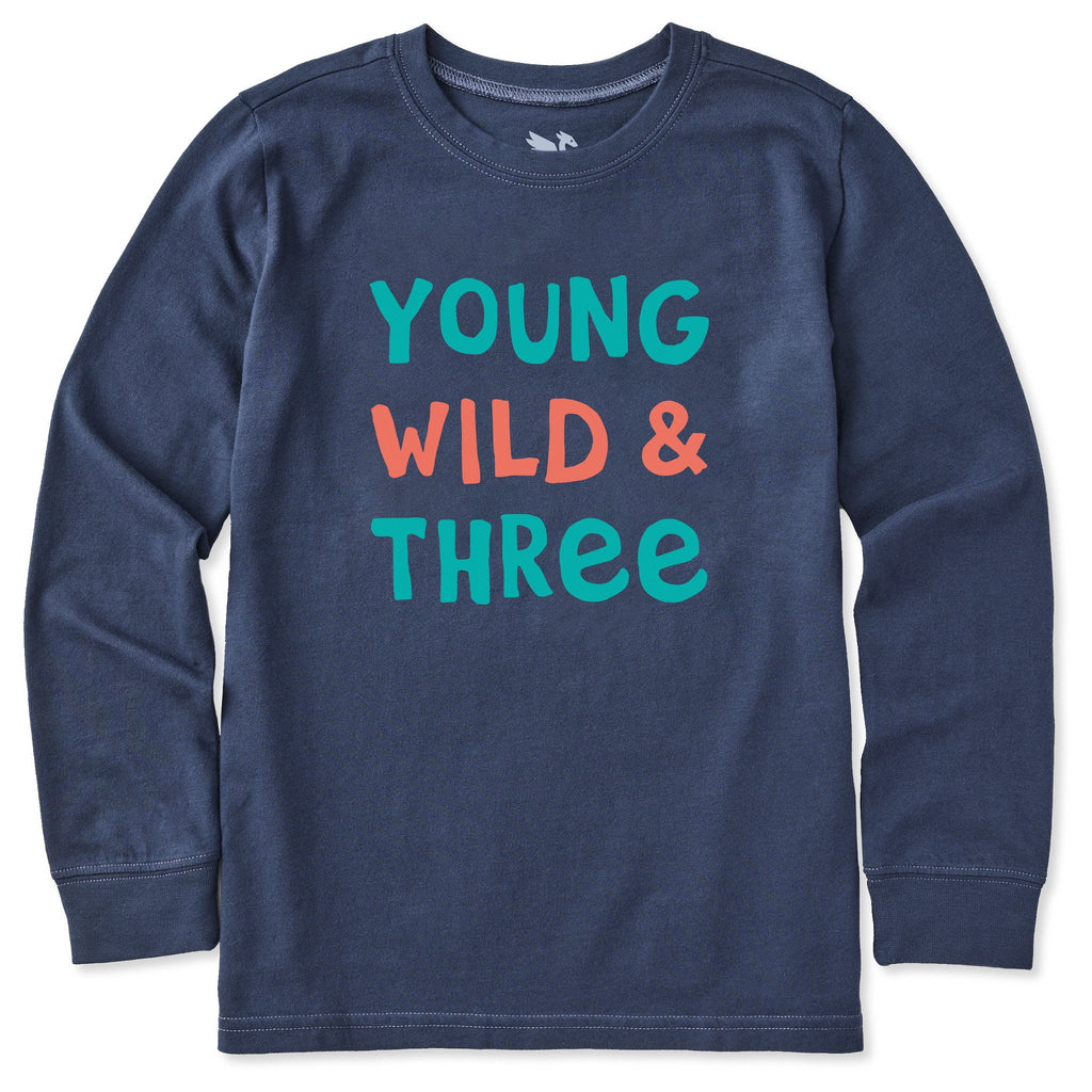 Kids Young Wild and Three Long Sleeve Crusher Tee product image 1