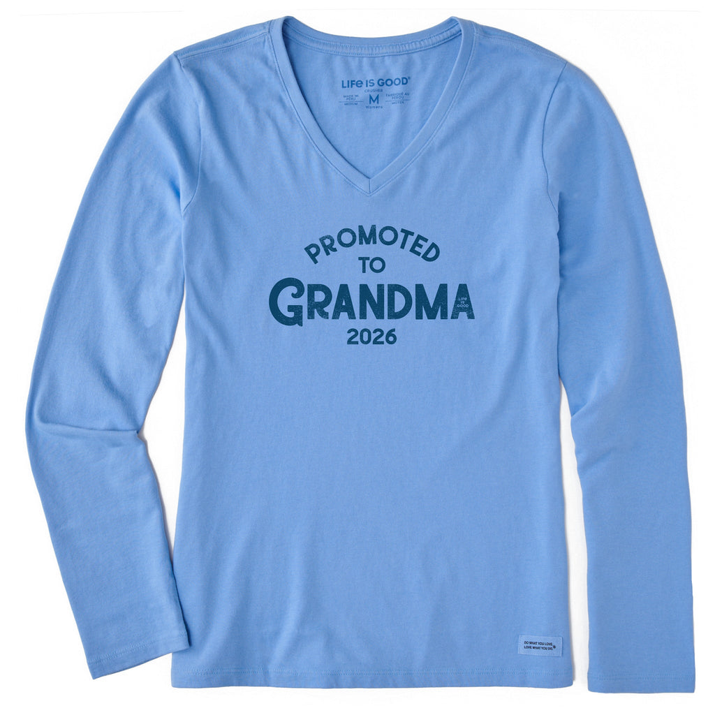 Women's Promoted to Grandma Long Sleeve Crusher Vee product image 1
