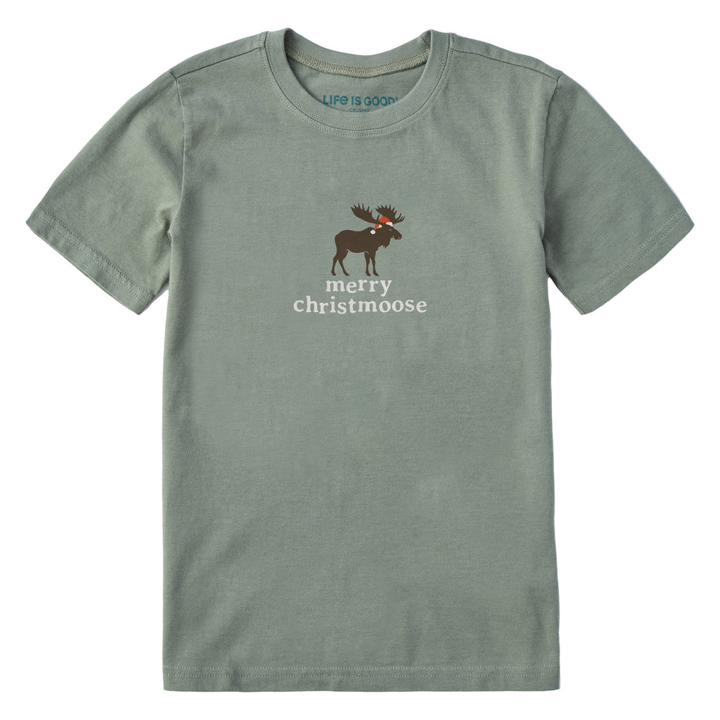 Kids Merry Christmas Moose Short Sleeve Crusher Tee