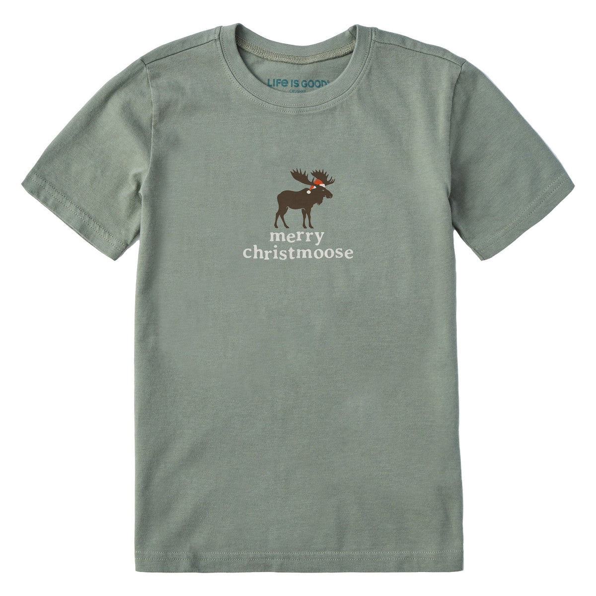 Kids Merry Christmas Moose Short Sleeve Crusher Tee