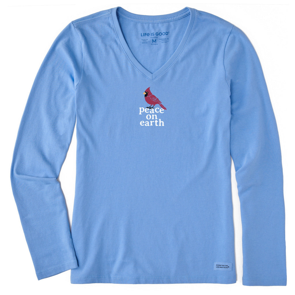 Women's Peace On Earth Cardinal Long Sleeve Crusher Vee product image 1