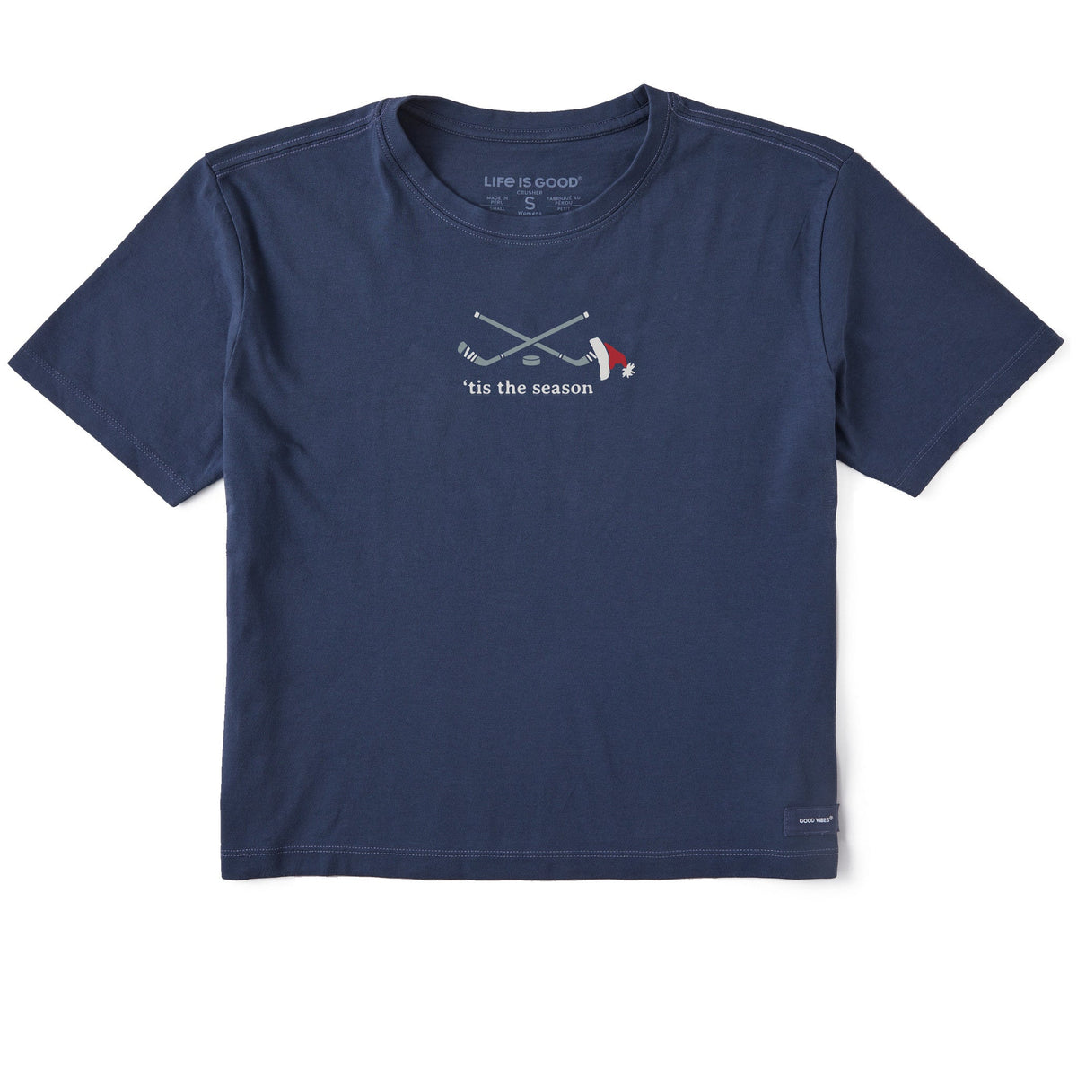Women's Festive Tis the Hockey Season Short Sleeve Crusher Boxy Tee