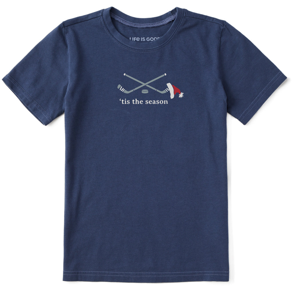 Kids Festive Tis the Hockey Season Short Sleeve Crusher Tee