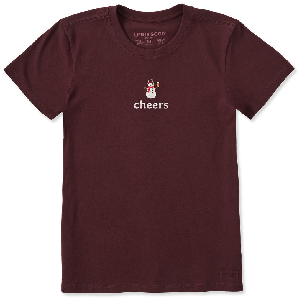 Women's Snowman Beer Cheers Short Sleeve Crusher Tee
