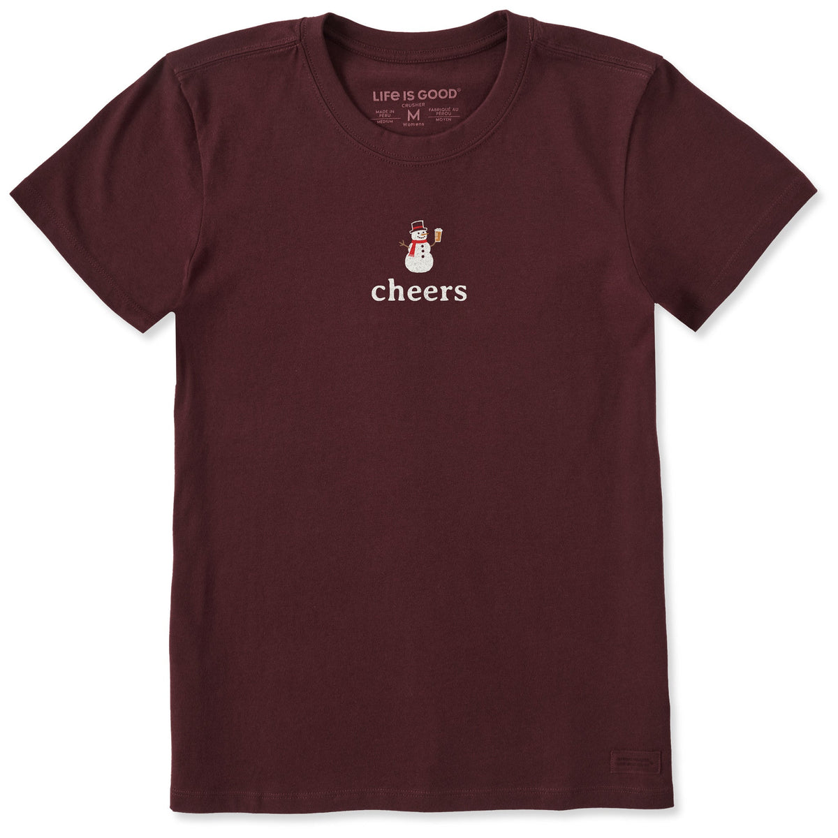 Women's Snowman Beer Cheers Short Sleeve Crusher Tee