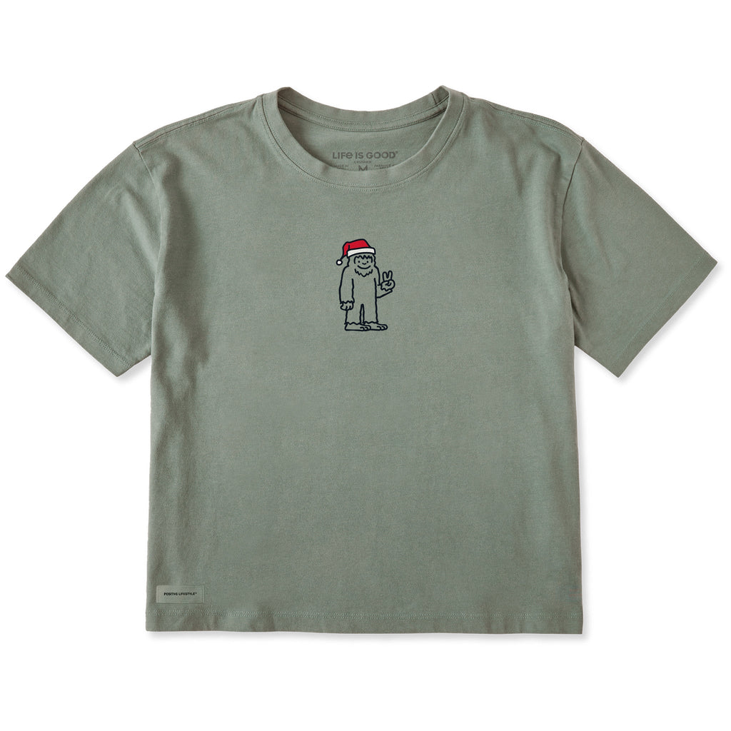 Women's Santa Bigfoot Short Sleeve Crusher Boxy Tee