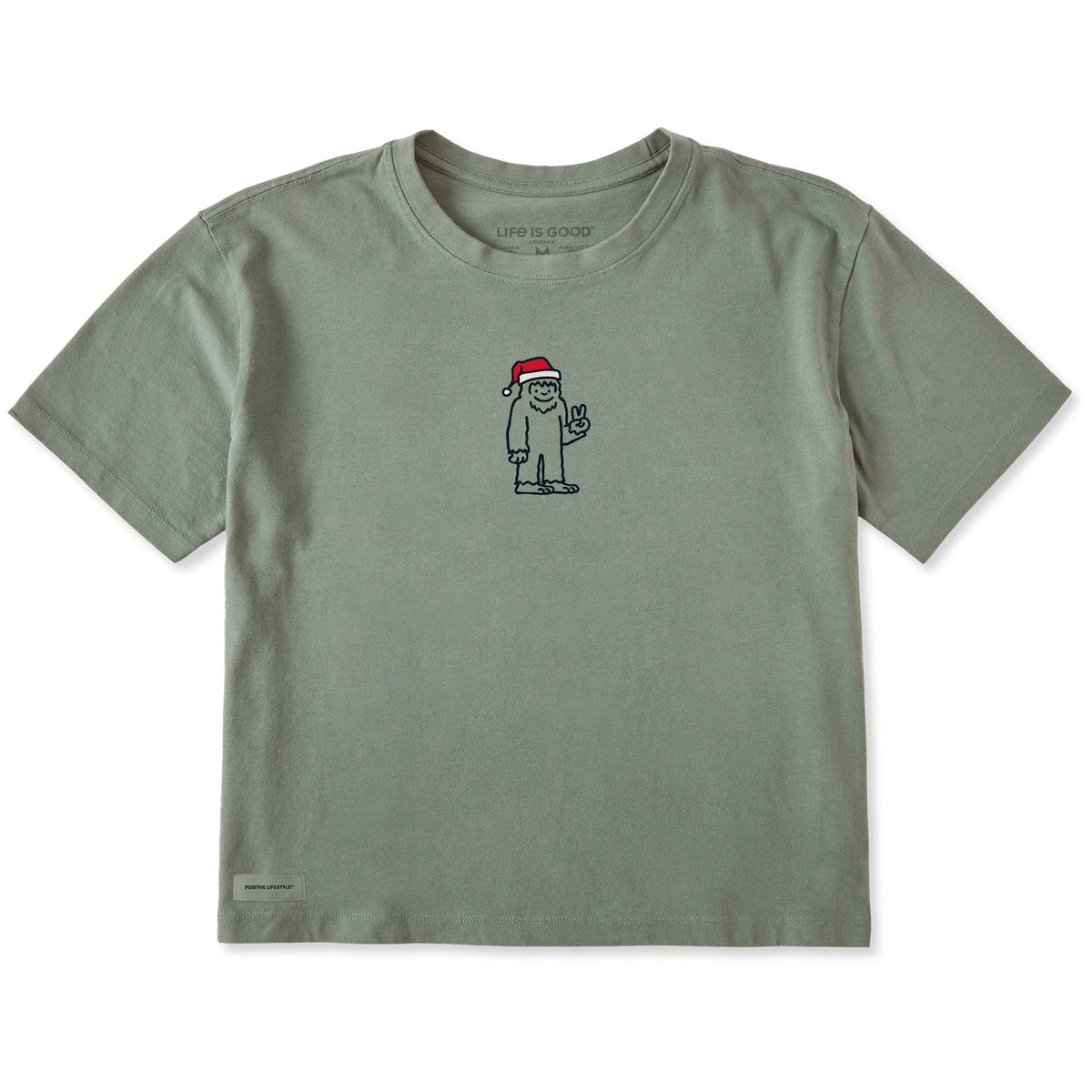 Women's Santa Bigfoot Short Sleeve Crusher Boxy Tee