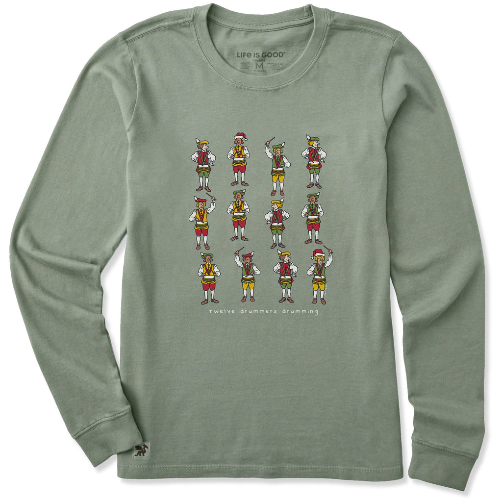 Women's Twelve Drummers Drumming Long Sleeve Crusher Tee