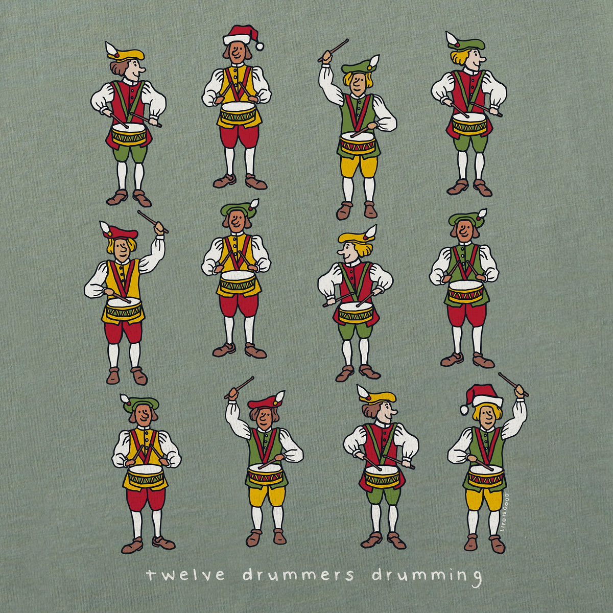 Men's Twelve Drummers Drumming Short Sleeve Crusher Tee