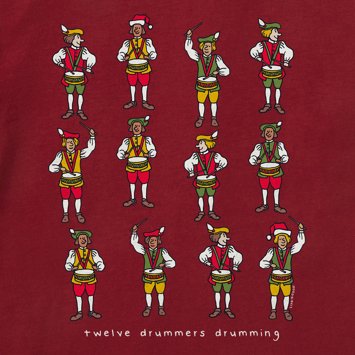 Toddler Twelve Drummers Drumming Short Sleeve Crusher Tee