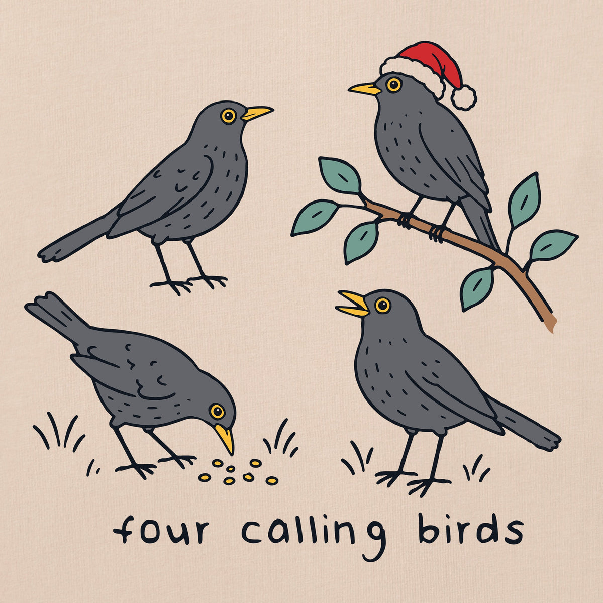 Women's Four Calling Birds Short Sleeve Crusher Tee