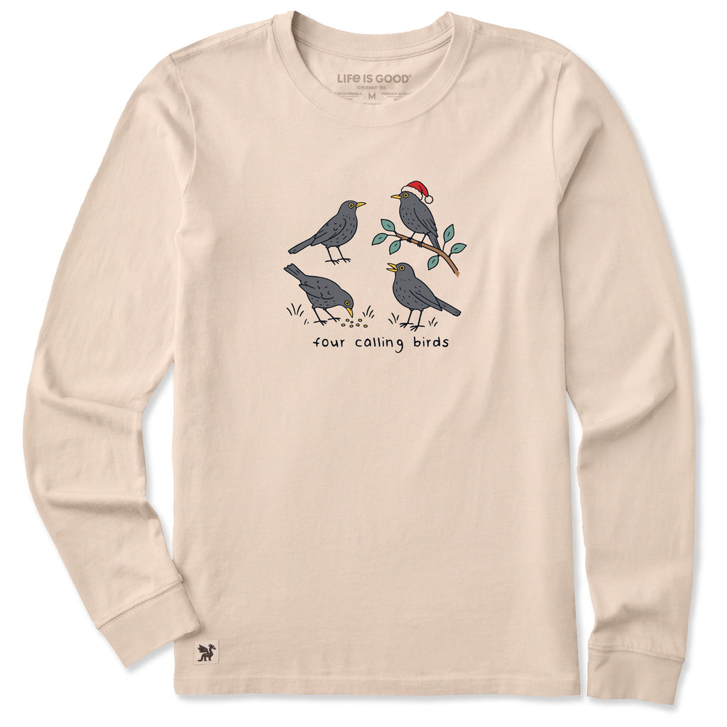 Women's Four Calling Birds Long Sleeve Crusher Tee