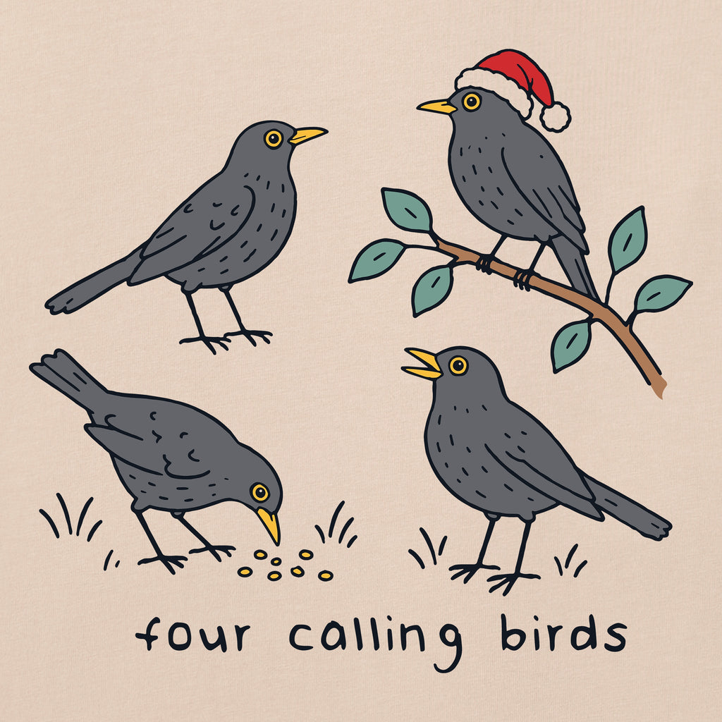 Women's Four Calling Birds Long Sleeve Crusher Tee