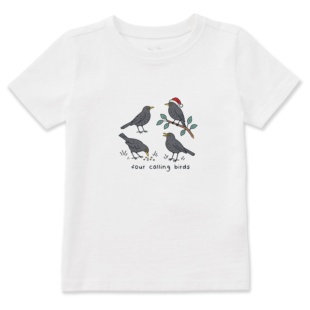 Toddler Four Calling Birds Short Sleeve Crusher Tee