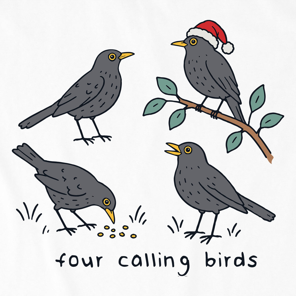Toddler Four Calling Birds Short Sleeve Crusher Tee